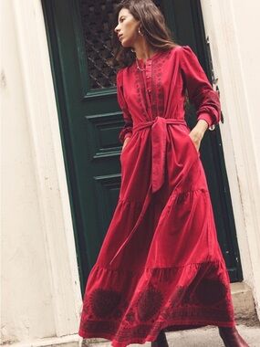 NWT - Boden Pink Alba Cord Maxi 100% Cotton Dress